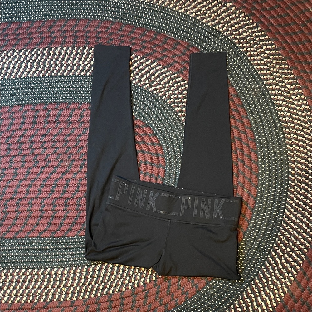 PINK Victoria’s Secret Yoga Black Logo Waistband Legging Size Small‎
